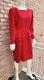 Valentino Miss V Peplum Dress Vintage Red Wool Xmas 1980 Rome Archive Sz 46 L