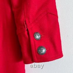Very very red coat vintage y2k military style coat bright red wool 90s