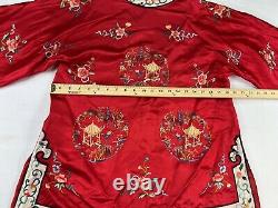 Vintage 100% Silk Neiman Marcus Jacket Womens Large Red Embroidered
