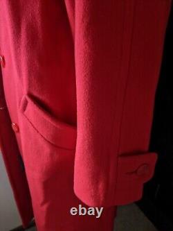 Vintage 100% Women's Petite Red Wool Long Coat by ALORNA Collared Buttons USA