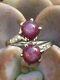 Vintage 18k Gold Star Ruby Diamond Ring-estate Jewelry Women's Sz 7 5.3 Gm