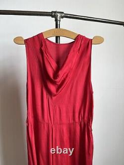 Vintage 1930s Red Silk Beach Pajamas Jumpsuit Womens Wide Leg Deco Rare 30s