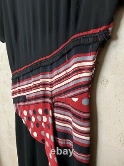 Vintage 1940's Black Red Polka Dots Design Women's Dress Beautiful