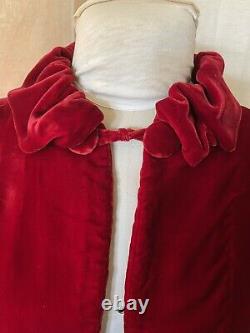 Vintage 1940s Cloak Velvet Claret Ruby Red Jacket Cape Robe 1-size Wedding