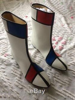 Vintage 1960's Mondrian Mod Go-Go Boots Museum Deaccession Size 6.5 Unworn Rare