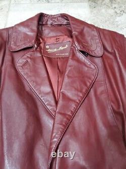 Vintage 1970's Etienne Aigner Maroon Oxblood Leather Trenchcoat Women's Size 10