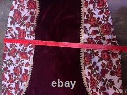 Vintage 1970's Gunne Sax Dress Women's Red Floral Tapestry Velvet Black Tag
