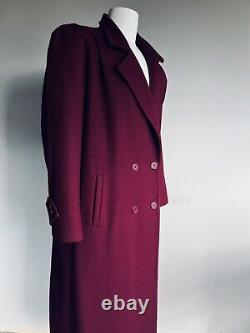 Vintage 1980's Paris Sport Club womens XL long wool burgundy coat Union Made USA