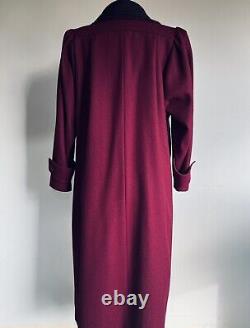 Vintage 1980's Paris Sport Club womens XL long wool burgundy coat Union Made USA