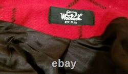 Vintage 1980's Woolrich Red/Blk Window Pane Plaid Blanket Wool Long CoatszLEUC