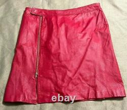 Vintage 1980S METROSTYLE 100% RED LEATHER SUIT WOMEN'S 18 sexy JACKET & SKIRT