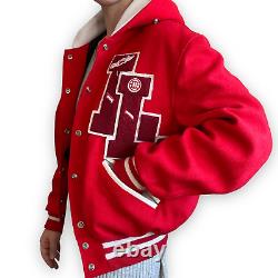 Vintage 1990s DeLong Womens Red Wool Letterman School Preppy Varsity Jacket Sz M