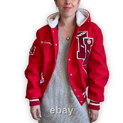 Vintage 1990s DeLong Womens Red Wool Letterman School Preppy Varsity Jacket Sz M