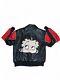 Vintage 1994 Betty Boop Black Leather Jacket Women's M Applied Red White Leather