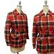 Vintage 40s 50s Red Wool Plaid Belted Mackinaw Jacket Hunting Coat Womens S/m