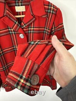 Vintage 50s 60s Pendleton 49er Shirt Jacket Red Plaid Woman M