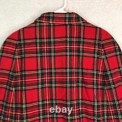 Vintage 50s 60s Womens Reversible Cape Jacket Red Plaid Collared Button Front