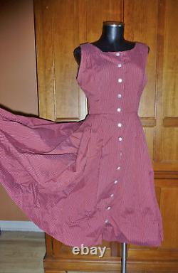 Vintage 50s LANZ Original Stripe Cotton Pleat Fit flare Full Skirt DRESS