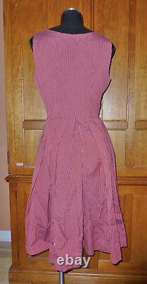 Vintage 50s LANZ Original Stripe Cotton Pleat Fit flare Full Skirt DRESS
