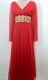 Vintage 60's Womens Dress Red Long Gown Gold Trim Special Occasion Size Xxs Xs