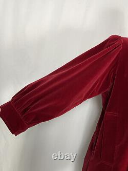 Vintage 60s 70s Saint Laurent Size 16/18 Red Velvet Button Pockets Puff Jacket