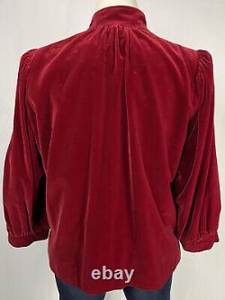 Vintage 60s 70s Saint Laurent Size 16/18 Red Velvet Button Pockets Puff Jacket