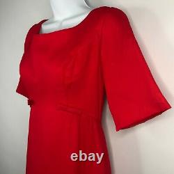 Vintage 60s Handmade Red Chiffon Taffeta Empire Waist Maxi Dress Size XS