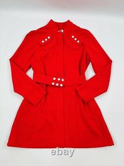 Vintage 60s Rockabilly Womens 8 Wide Leg Bell Bottom Pant Suit Belted Blazer Red