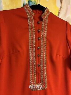 Vintage 70's Joan Curtis Women's Red / Gold Polyester Dress No Size Tag FREE