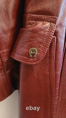 Vintage 70s Etienne Aigner Leather Jacket Oxblood Double Breasted Coat Size 8