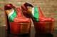 Vintage 70s Platforms Shoes Sandals Red Metallic 70s Disco Studio 54 Party