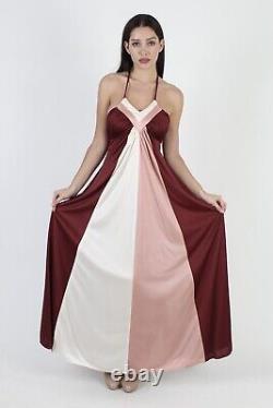 Vintage 70s Sexy Disco Lounge Party Dress Sweeping Halter Grecian Cocktail Maxi