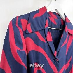 Vintage 70s Shannon Rodgers Womens S Red Blue Belted Long Sleeve Dress