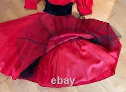 Vintage 80's ZANDRA RHODES Red Swing Twirl DRESS Women's US 10 DANCE