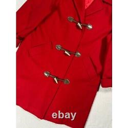 Vintage 80s 90s Big Apple Coat Corporation Red Wool Toggle OverCoat W's SZ 14