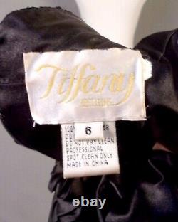 Vintage 80s 90s Tiffany Designs Black Accordion Pleat Empire Prom Dress Beaded 6