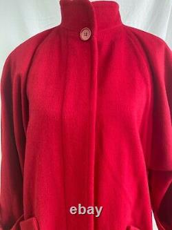 Vintage 80s Long Red Wool Dress Coat Talbots NEW OLD STOCK FUNNEL NECK 4