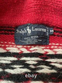Vintage 80s Polo Ralph Lauren Southwestern Aztec Handknit Wrap Cardigan Belted