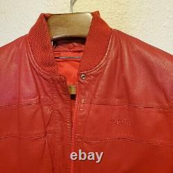 Vintage 80s Toyota leather Red Jacket vtg with liner. Toyota racing Mens Womens