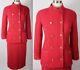 Vintage 80s Sz 36 / 4 Chanel Boutique Red Tweed Suit Jacket Buttons Midi Skirt