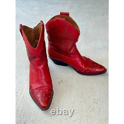 Vintage 90's Nine West Size 8M Leather Red Short Western Cowgirl Cowboy Boots