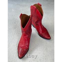 Vintage 90's Nine West Size 8M Leather Red Short Western Cowgirl Cowboy Boots