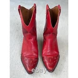 Vintage 90's Nine West Size 8M Leather Red Short Western Cowgirl Cowboy Boots