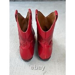 Vintage 90's Nine West Size 8M Leather Red Short Western Cowgirl Cowboy Boots