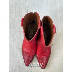 Vintage 90's Nine West Size 8M Leather Red Short Western Cowgirl Cowboy Boots