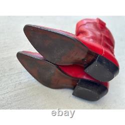 Vintage 90's Nine West Size 8M Leather Red Short Western Cowgirl Cowboy Boots