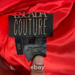Vintage 90s Escada Couture Womens size 40 Skirt Suit Set Jacquard Red Roses