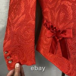 Vintage 90s Escada Couture Womens size 40 Skirt Suit Set Jacquard Red Roses