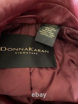 Vintage 90s ICONIC Donna Karan Signature Leather Coat sz US 8