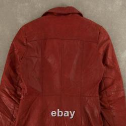 Vintage 90s Leather Trench Jacket M Women's Red